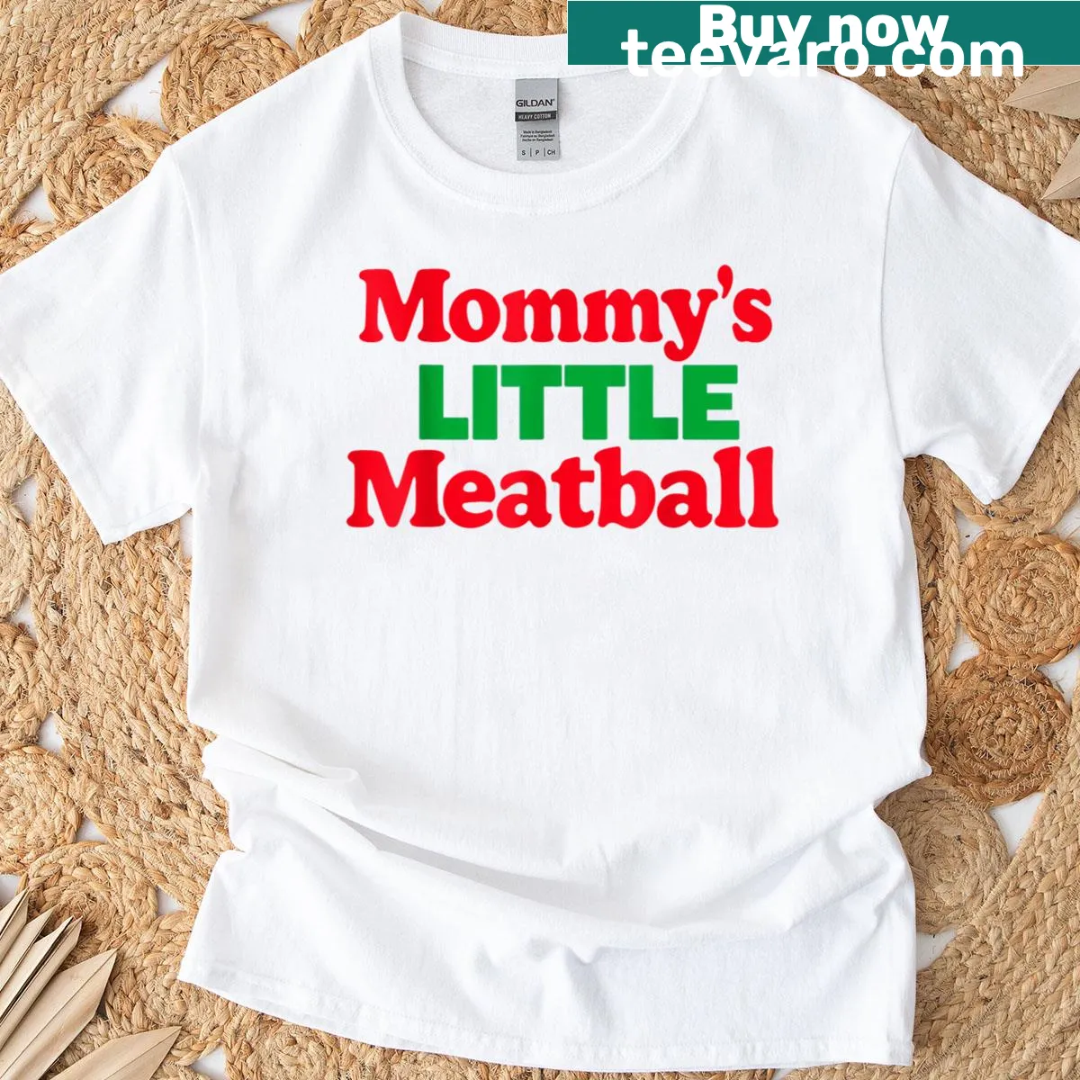 Cute T-shirt saying 'Mommy's Little Meatball' with a smiling meatball graphic — on a men's t-shirt