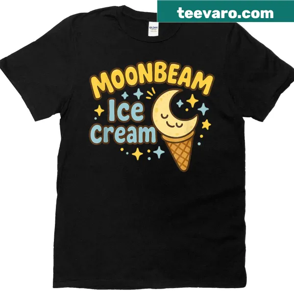 Ice cream and moon themed t-shirt with playful illustrations