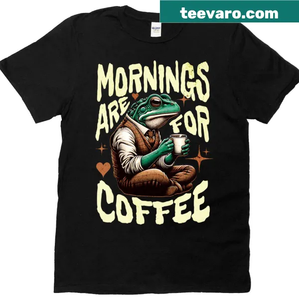 Cute frog design t-shirt for coffee lovers