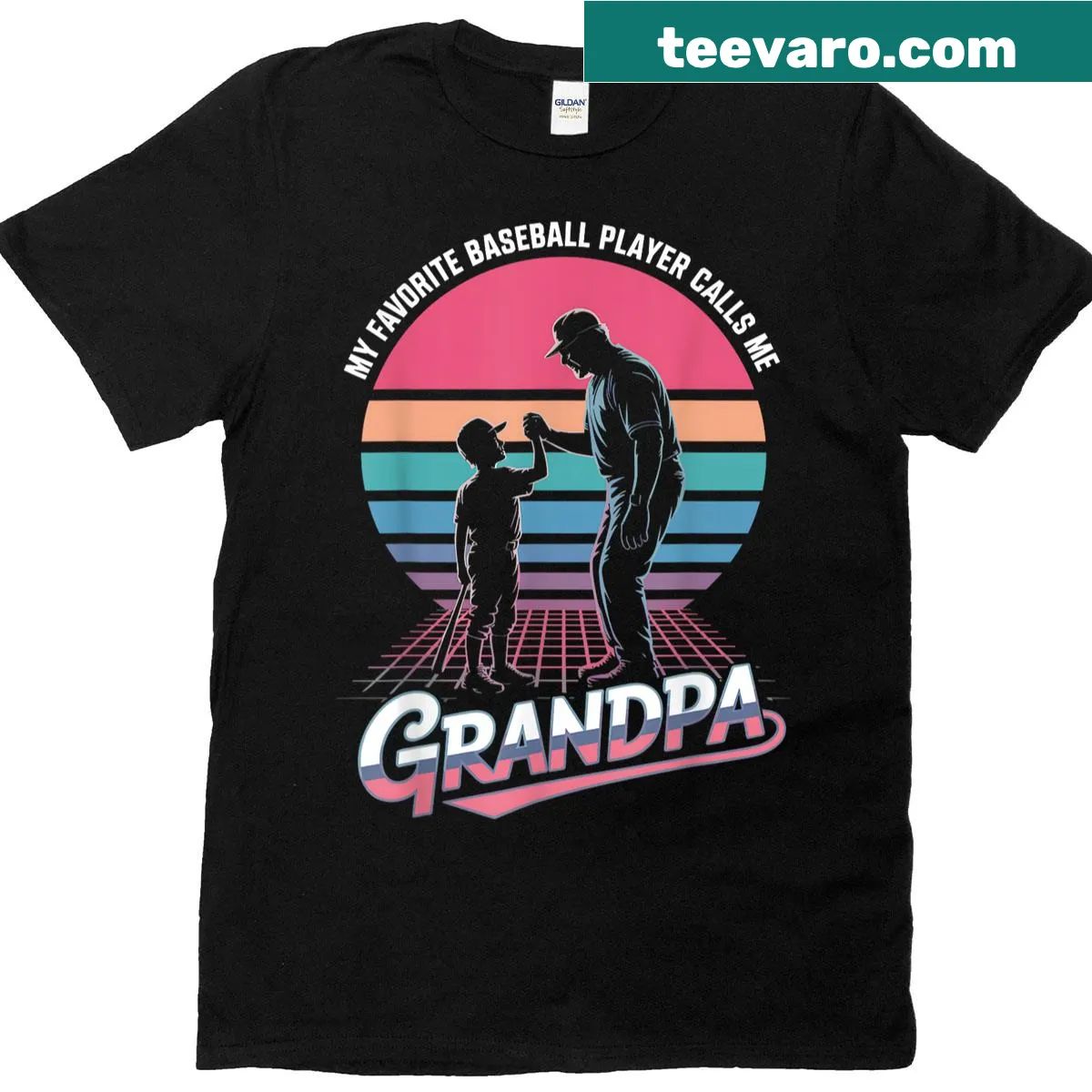 Sentimental T-shirt featuring text that says 'My Favorite Baseball Player Calls Me Grandpa.' — on a men's t-shirt