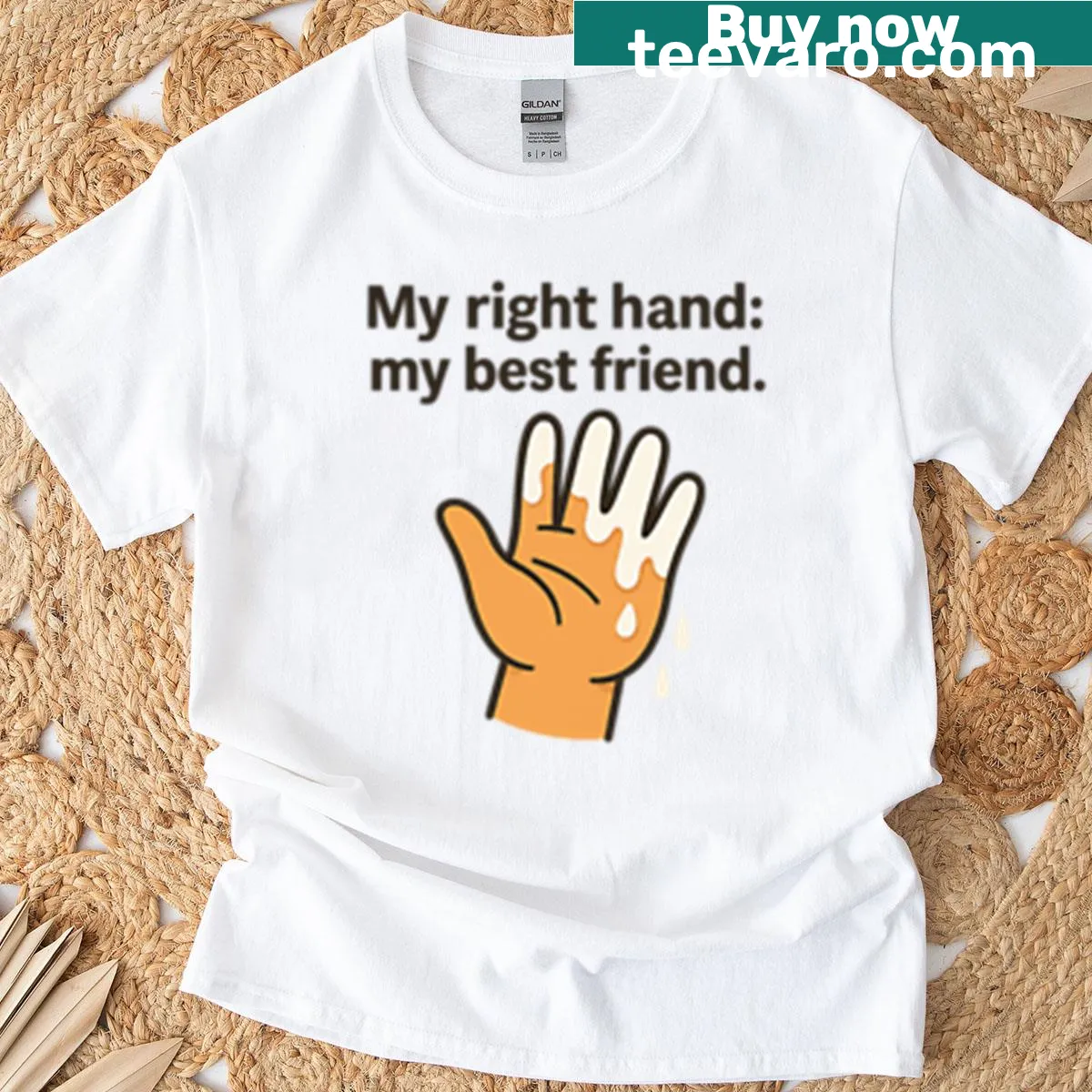 T-shirt with the phrase 'My Right Hand My Best Friend' — on a men's t-shirt