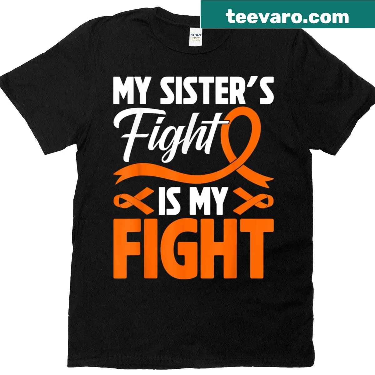 Sentimental T-shirt with an orange ribbon and text supporting leukemia awareness. — on a men's t-shirt