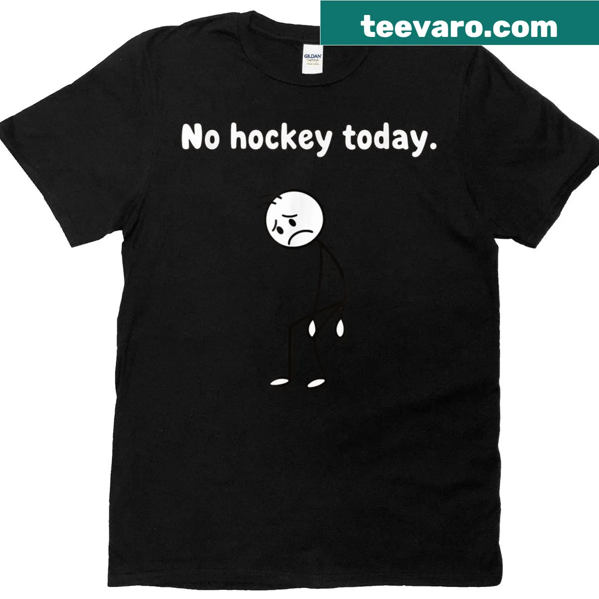 Humorous T-shirt for hockey players with No Hockey Today text — on a men's t-shirt