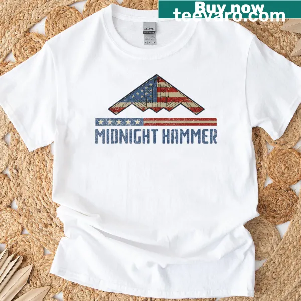 Patriotic t-shirt with 'Operation Midnight Hammer' and USA flag