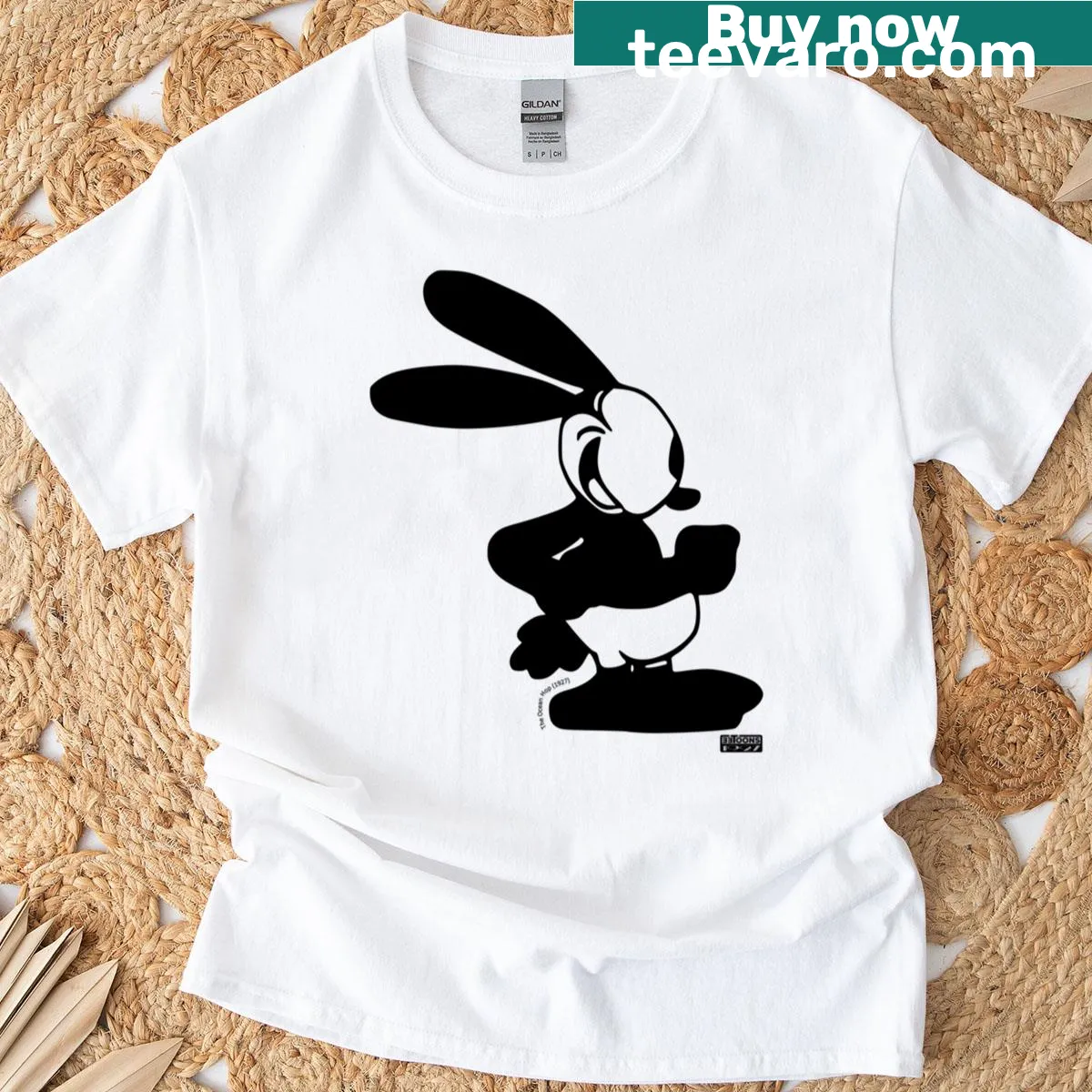 Vintage-inspired oversized T-shirt featuring Oswald character — on a men's t-shirt