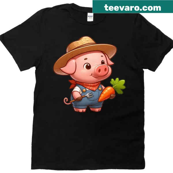 T-shirt featuring a cute pig illustration for farmers