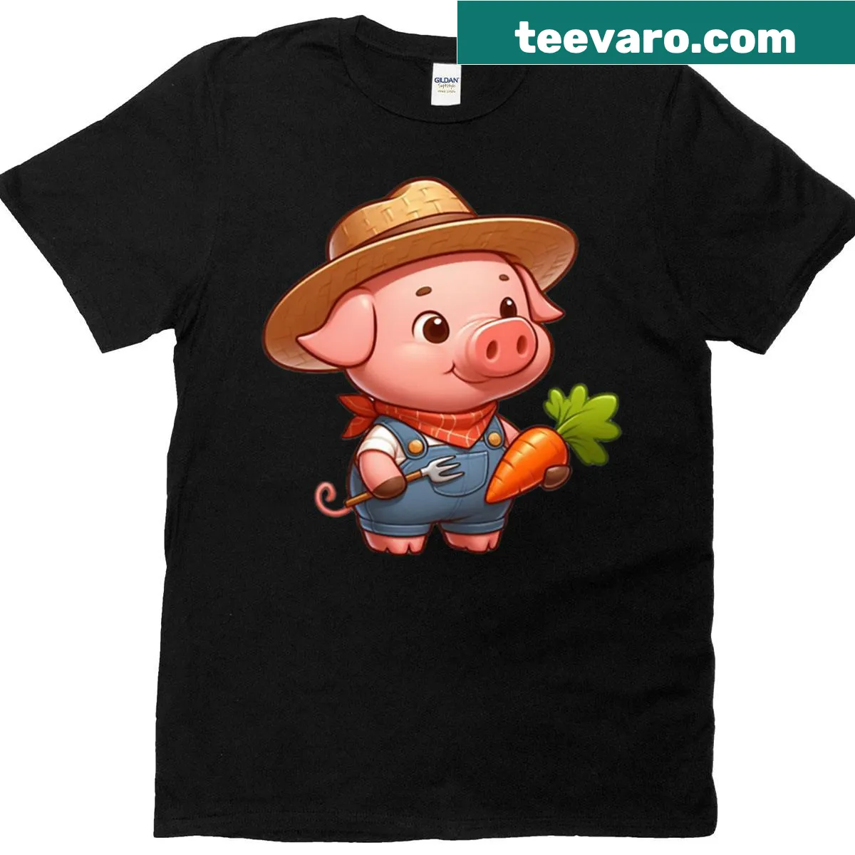 T-shirt featuring a cute pig illustration for farmers — on a men's t-shirt