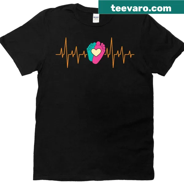 Funny pregnancy t-shirt with heartbeat graphic for future mothers