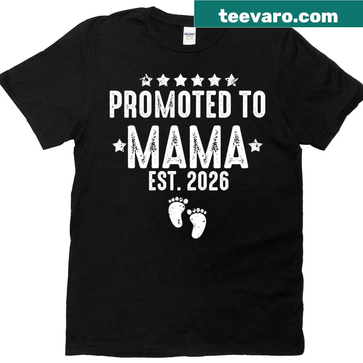 Funny T-shirt for expectant mothers reading 'Promoted To Mama 2026' — on a men's t-shirt