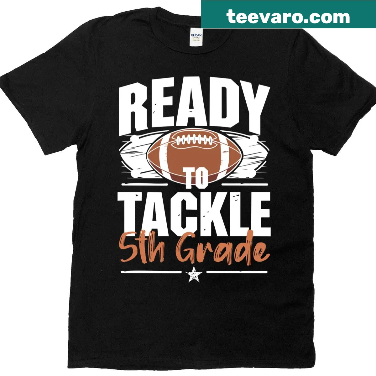 Football-themed back-to-school t-shirt for 5th graders — on a men's t-shirt