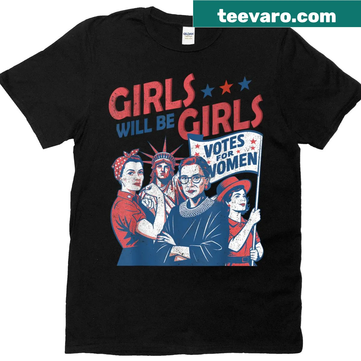 Patriotic feminist 4th of July T-shirt for women — on a men's t-shirt