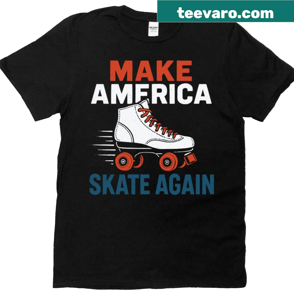 Vintage style roller skate graphic t-shirt — on a men's t-shirt