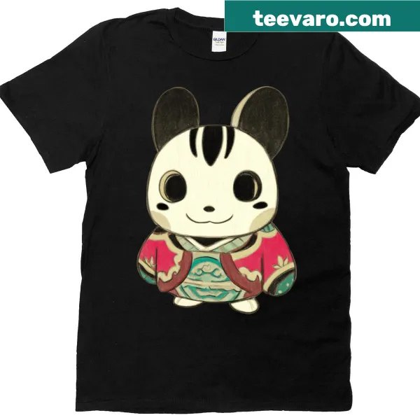 T-shirt with an illustration of a panda in a traditional kimono