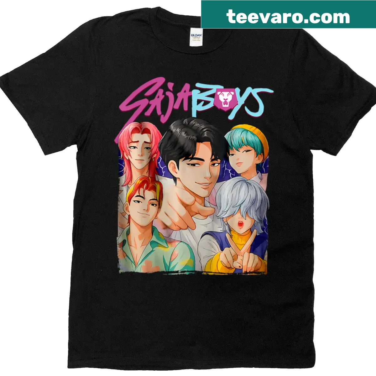 Bootleg style K-pop graphic t-shirt featuring Saja Boys — on a men's t-shirt