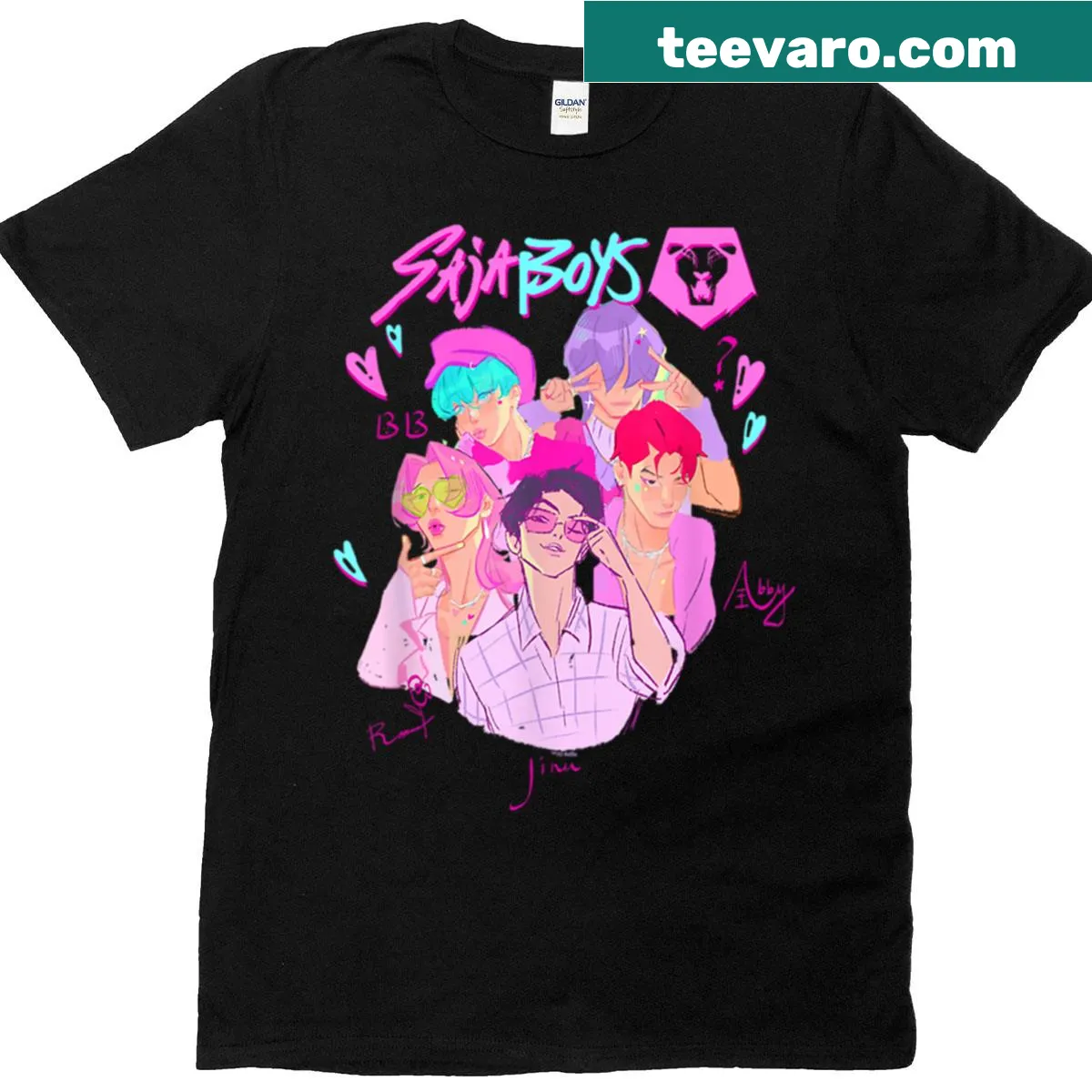 Heartthrob Kpop demon hunters graphic on a stylish t-shirt — on a men's t-shirt