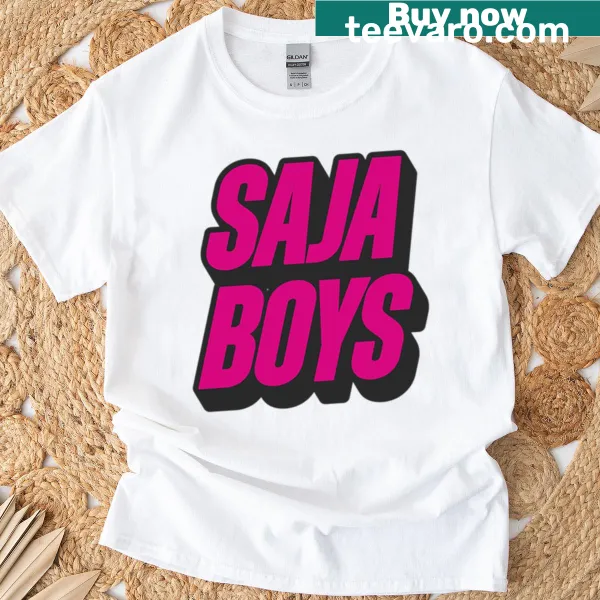 Cartoon sticker design featuring Saja Boys on classic t-shirt