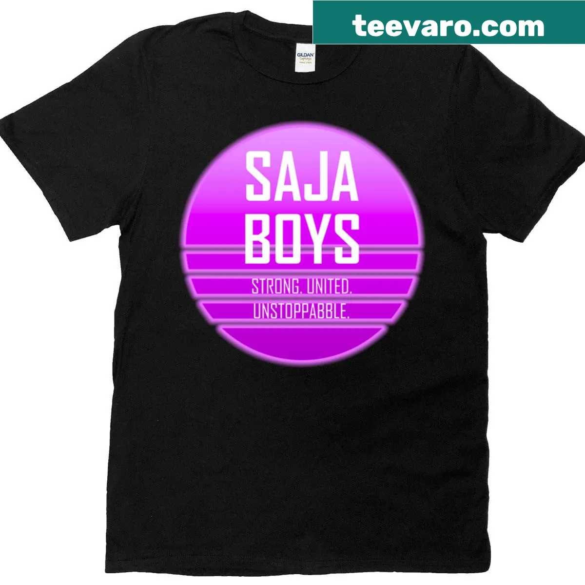 Fitted scoop t-shirt with bold brotherhood design — on a men's t-shirt