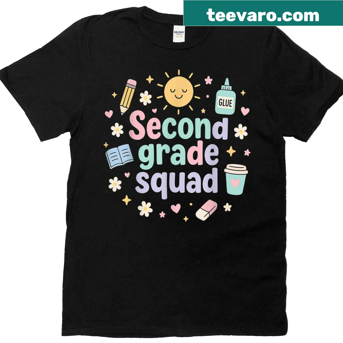 Cute T-shirt for second-grade teachers with squad theme — on a men's t-shirt