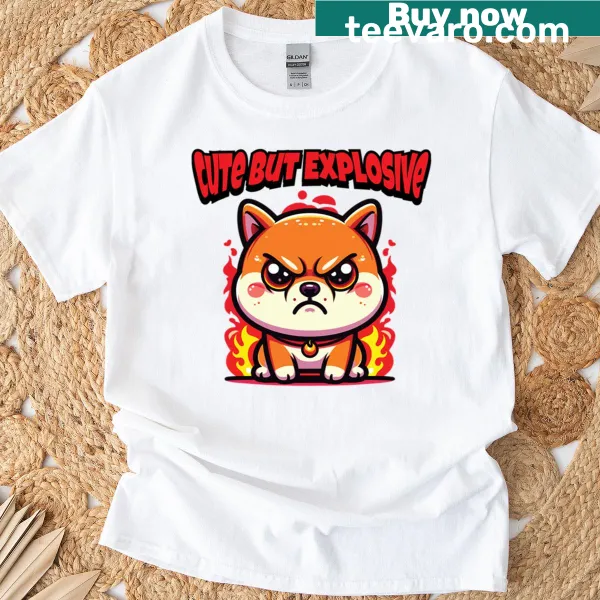 Cartoon T-shirt featuring a Shiba Inu in a playful design