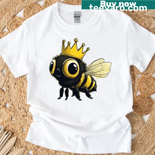 Cartoon T-shirt with a silly bee wearing a crown
