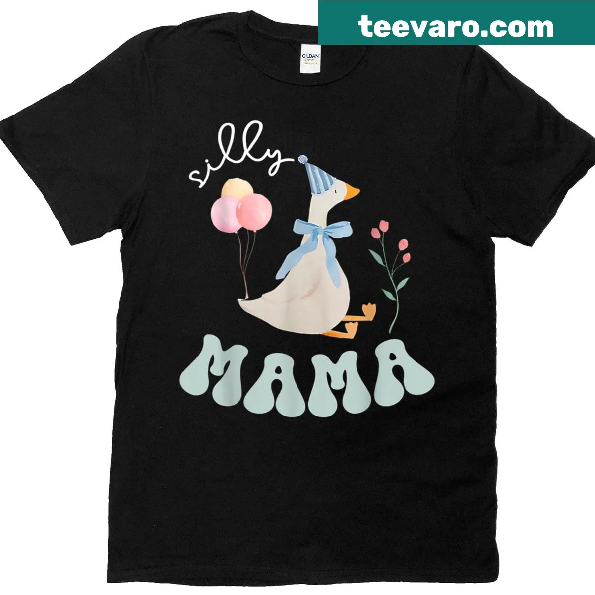 Cute matching t-shirt with 'Silly Mama Silly Goose' design — on a men's t-shirt