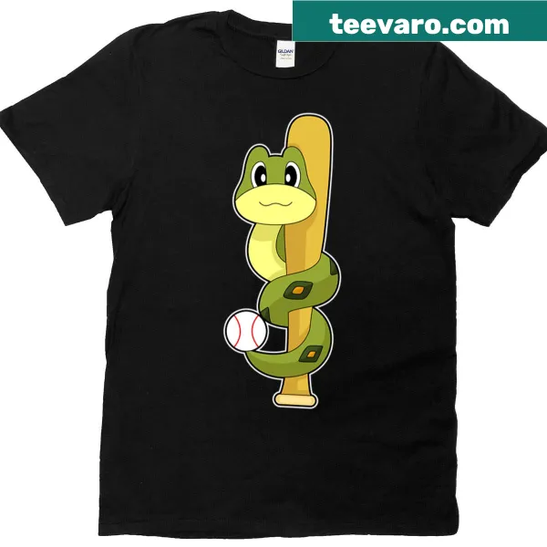 Cartoon snake holding a baseball bat on oversized t-shirt