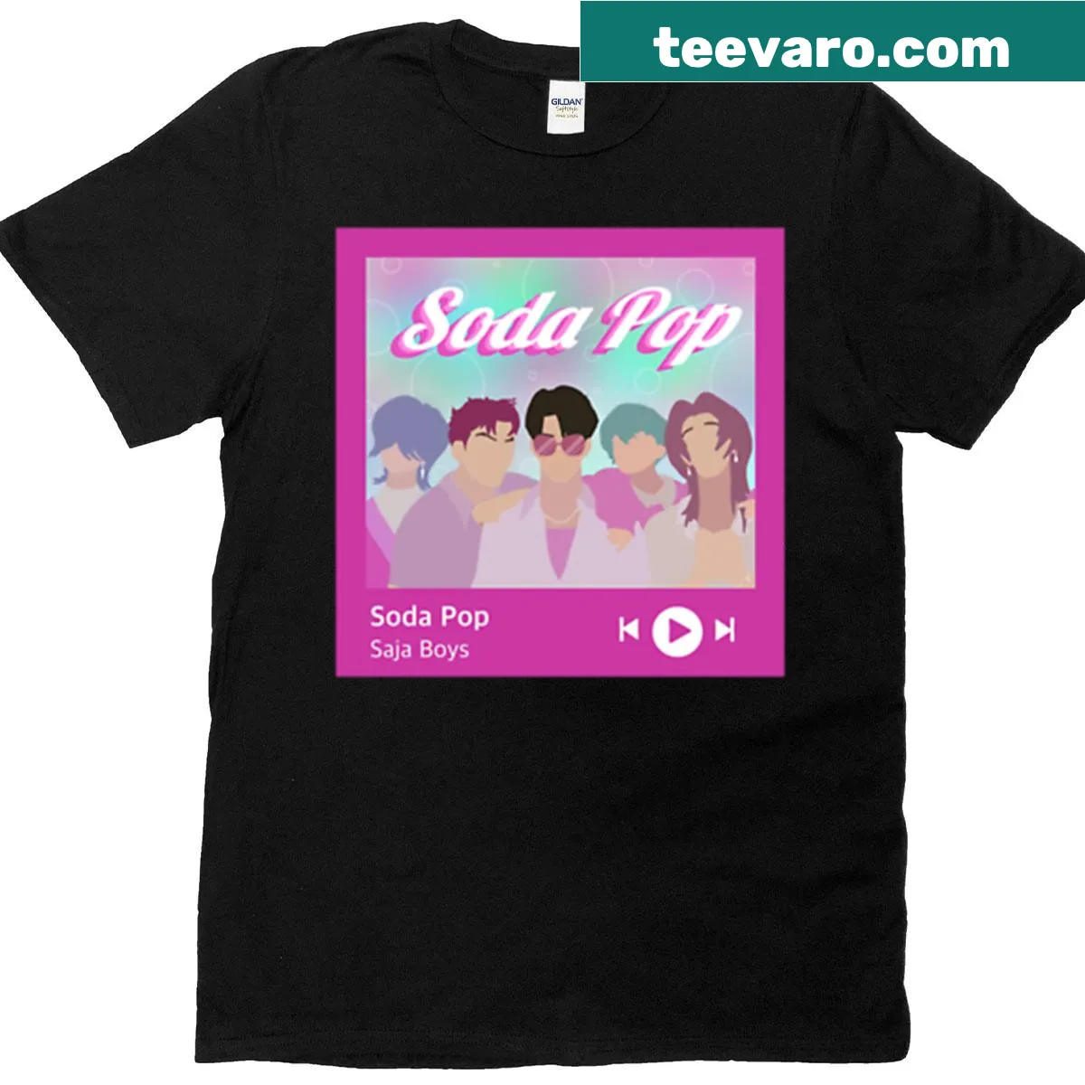Line-art design inspired by Soda Pop Saja Boys Spotify Cover — on a men's t-shirt