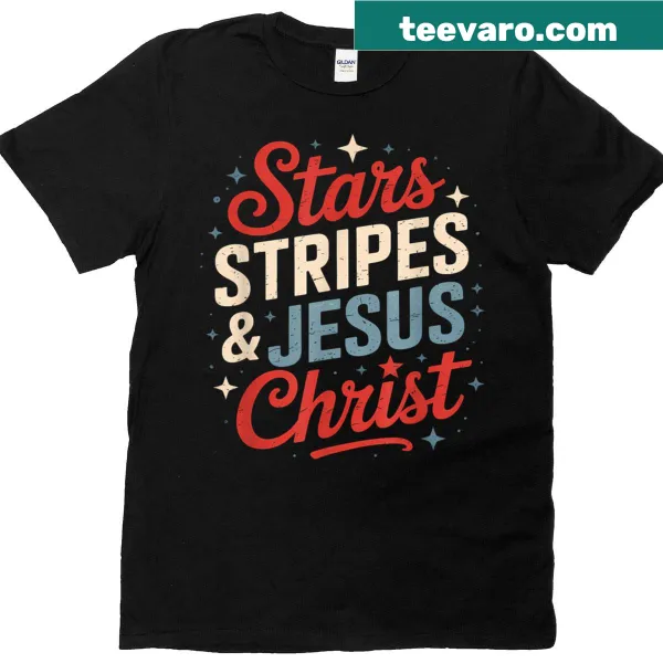 Vintage patriotic t-shirt featuring Jesus and American flag