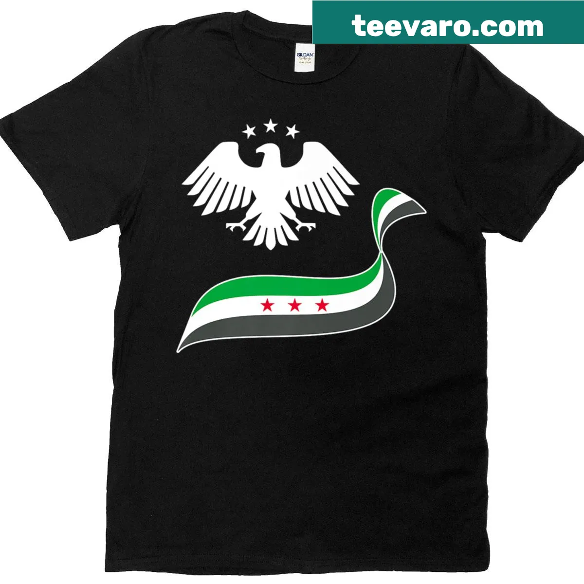 Syria flag and logo T-shirt representing freedom — on a men's t-shirt