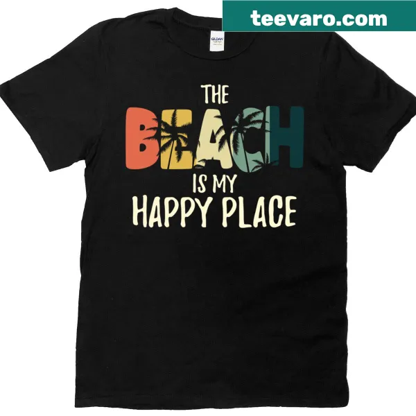 Happy place beach vacation t-shirt with cheerful text design