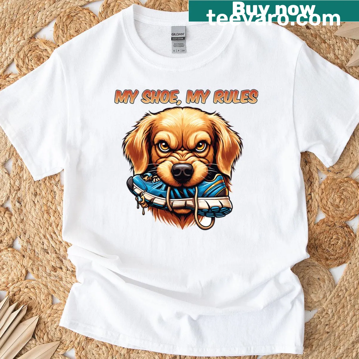 Whimsical t-shirt with the phrase 'The Golden Misbehavior' — on a men's t-shirt
