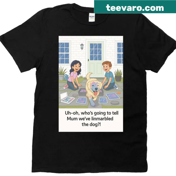 Funny oversized t-shirt featuring a painted dog graphic