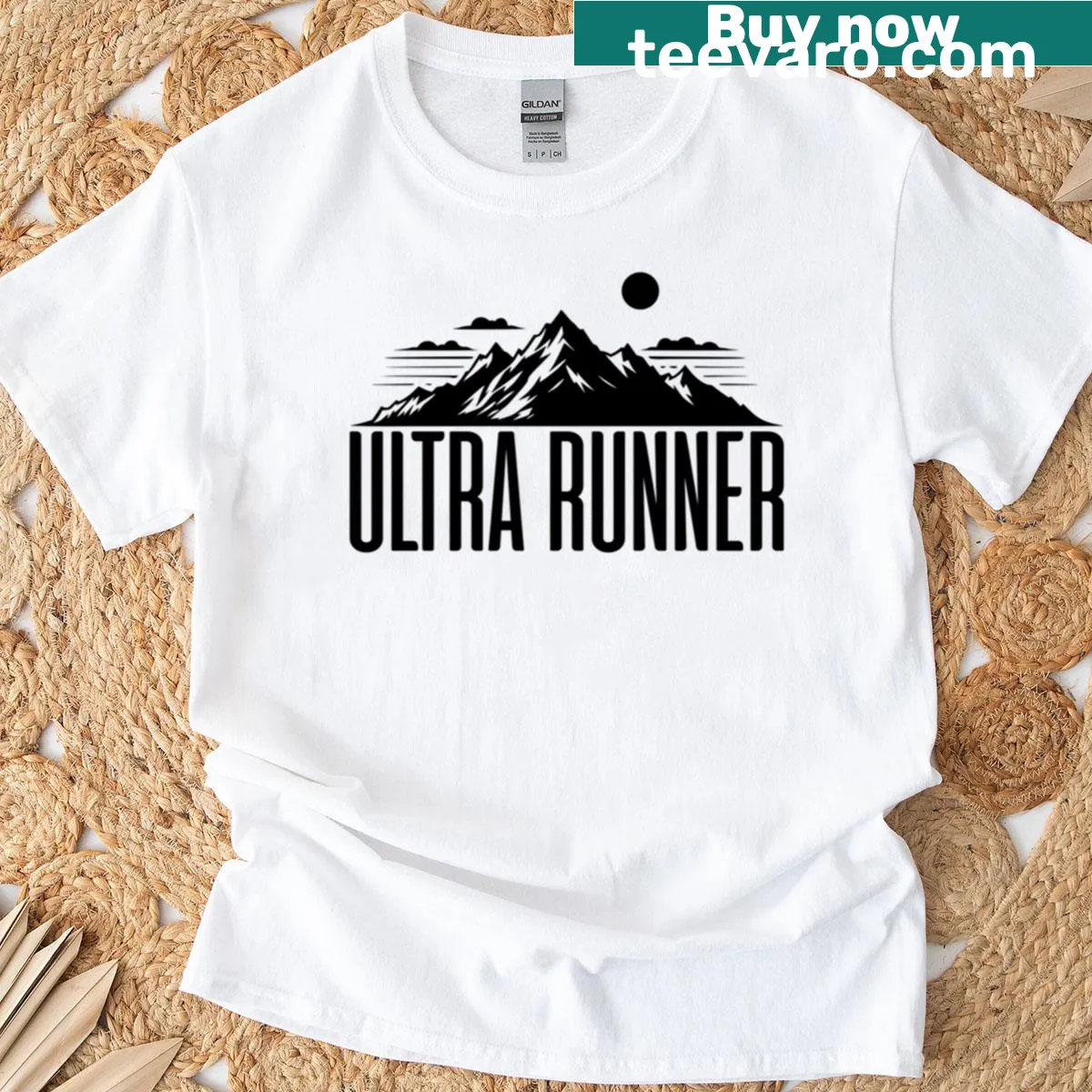 Mountain adventure t-shirt featuring Ultra Runner text — on a men's t-shirt