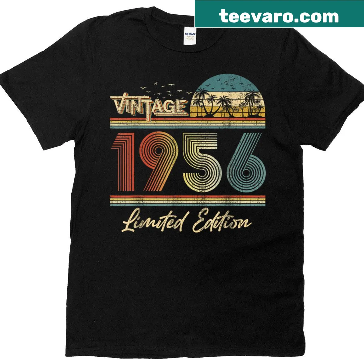 Vintage-style 70th birthday shirt with 1956 and Limited Edition text — on a men's t-shirt