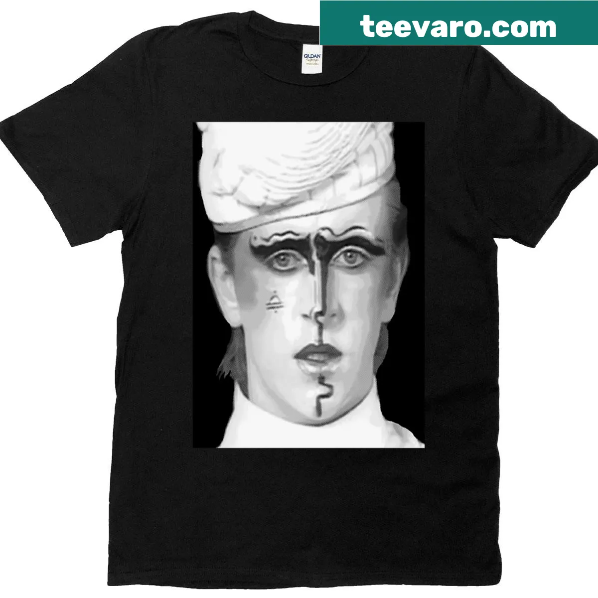 Tribute t-shirt with 'Fade to Grey' text in nostalgic style — on a men's t-shirt