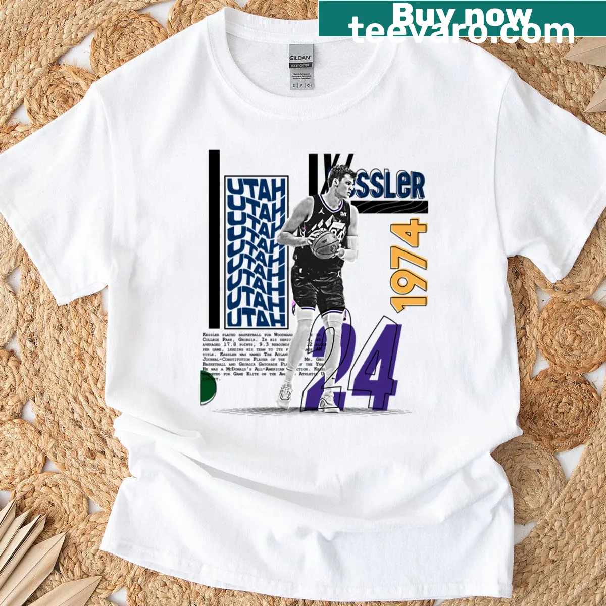 Illustration of a basketball player in action — on a men's t-shirt