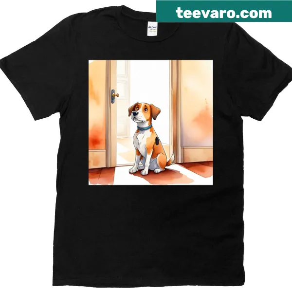 Oversized t-shirt with an illustration of a waiting dog