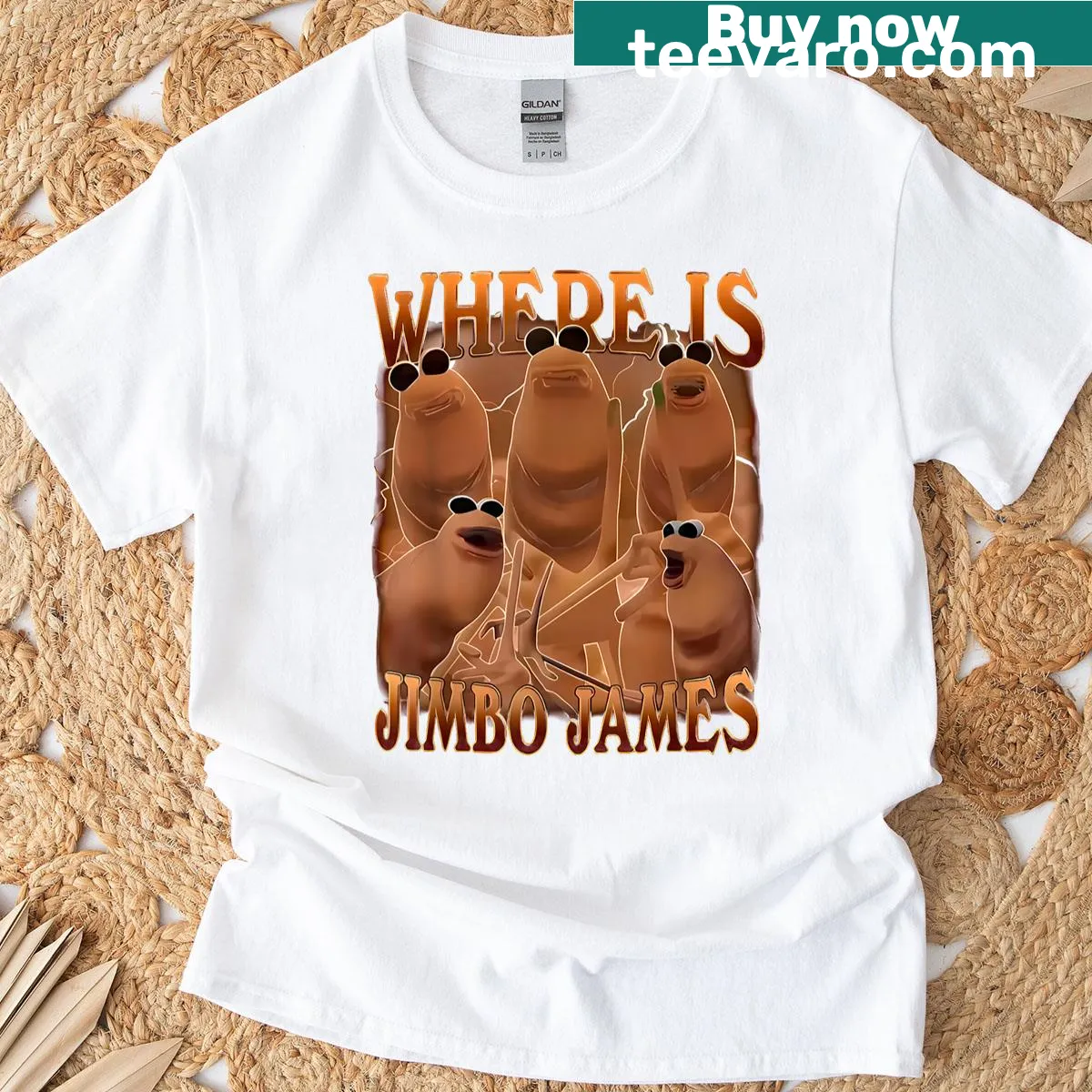 Funny meme T-shirt with 'Where Is Jumbo James' and Marcus the Worm — on a men's t-shirt