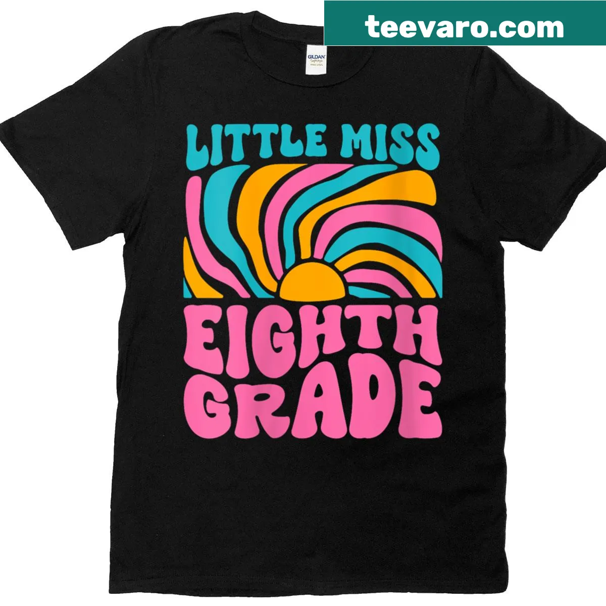 Retro-style t-shirt saying 'Little Miss Eighth Grade' for girls. — on a men's t-shirt