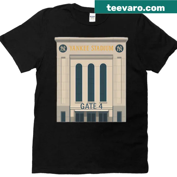Graphic of Yankee Stadium Gate 4 on a T-shirt
