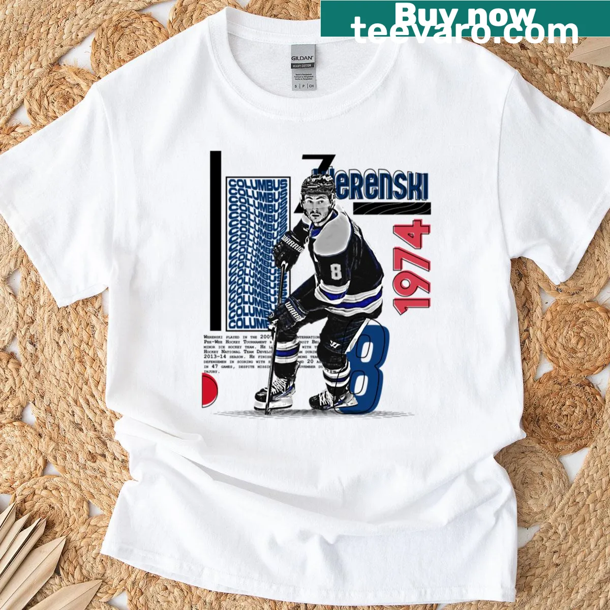 T-shirt featuring Z Werenski hockey player design. — on a men's t-shirt