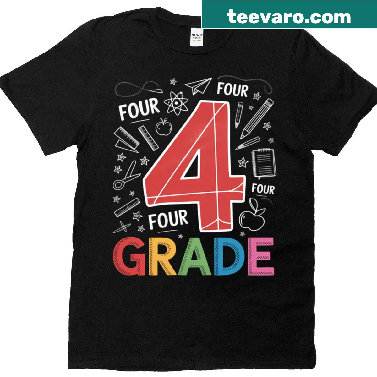 4th Grade Team T-shirt designed for teachers with typography — on a men's t-shirt