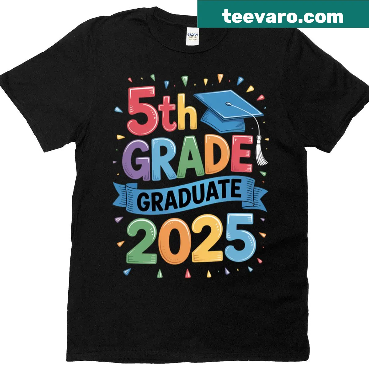 Graduation T-shirt for 5th graders with Class of 2025 text — on a men's t-shirt
