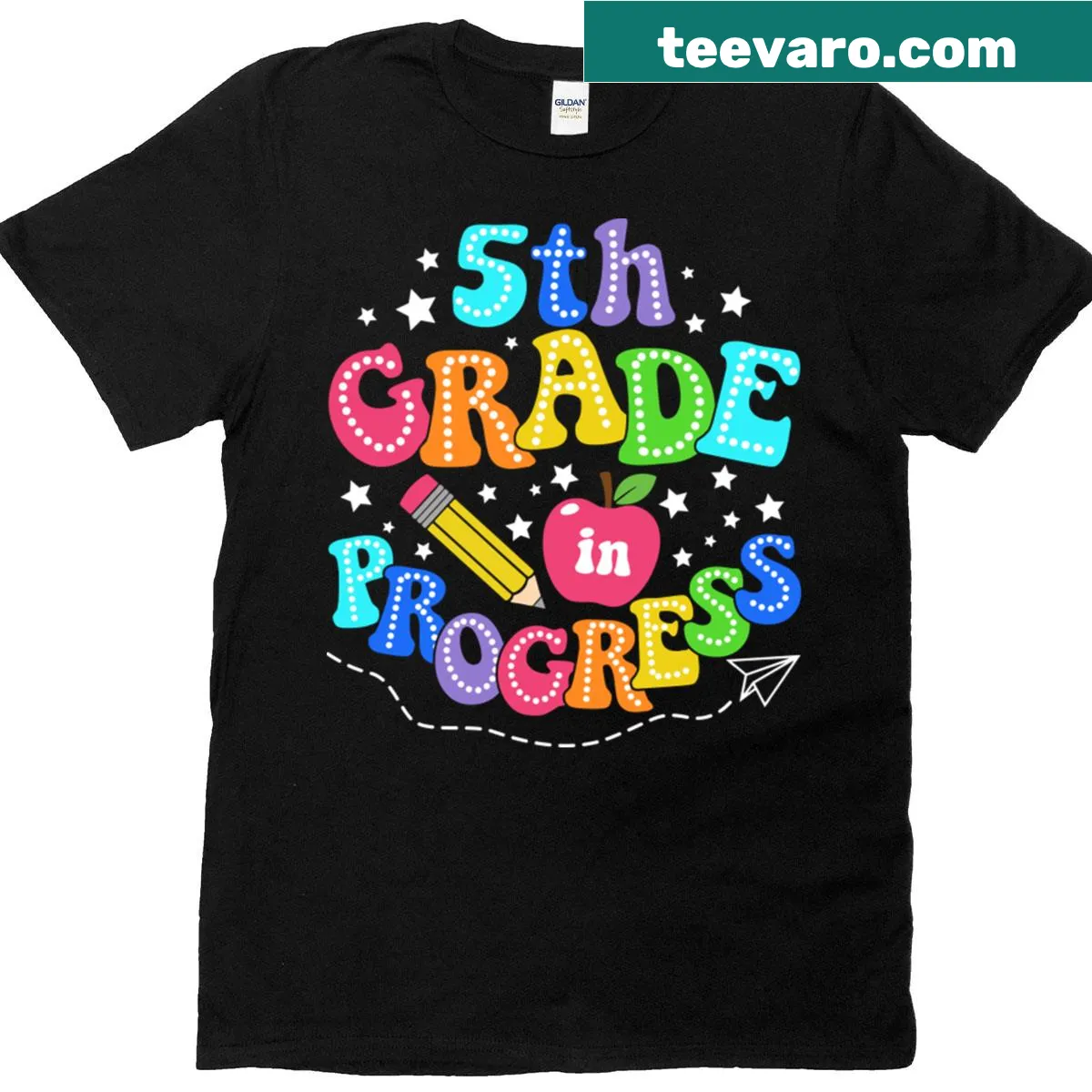 Cute school t-shirt for fifth graders, emphasizing progress in learning. — on a men's t-shirt