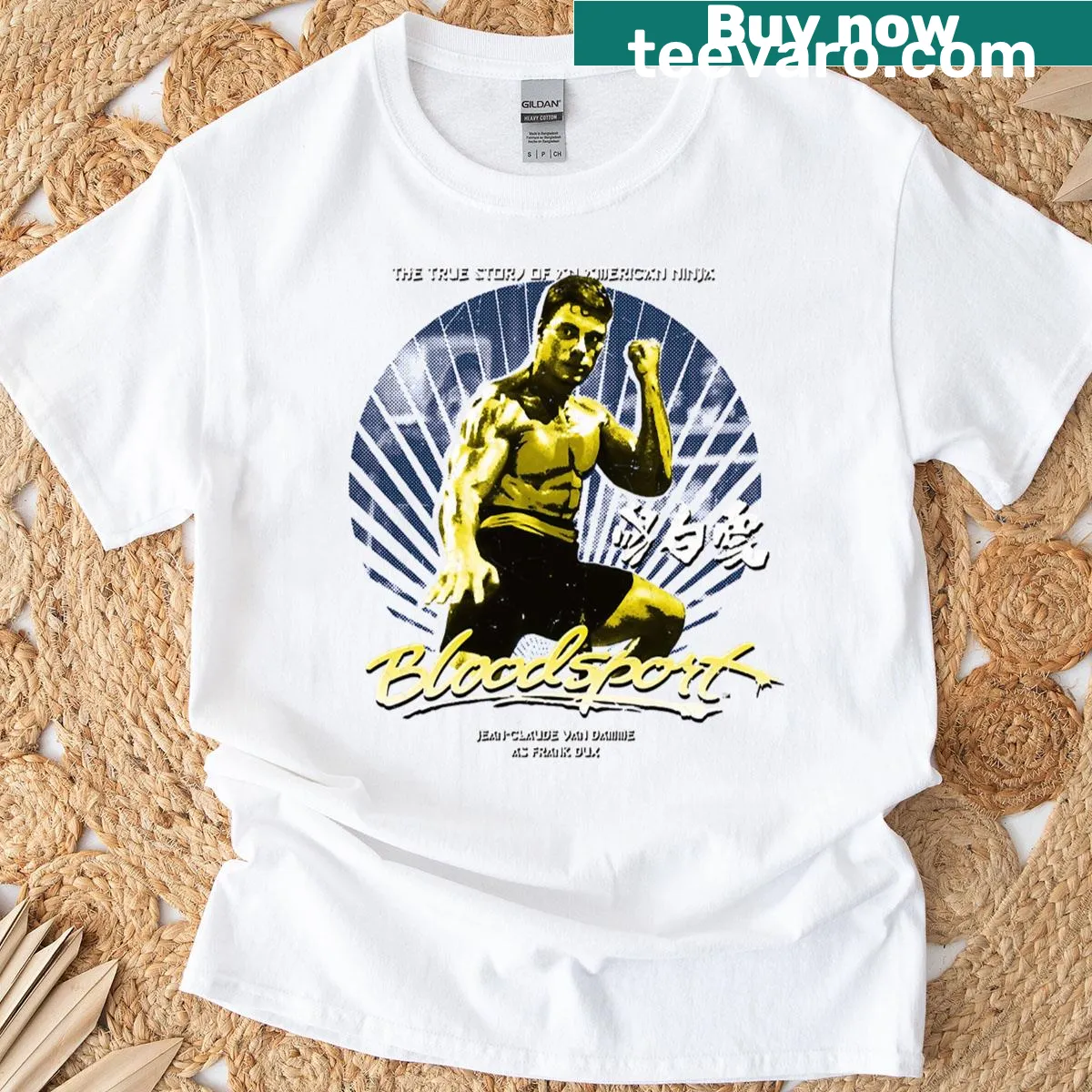 Vintage t-shirt celebrating 90s movie legends with iconic design elements — on a men's t-shirt