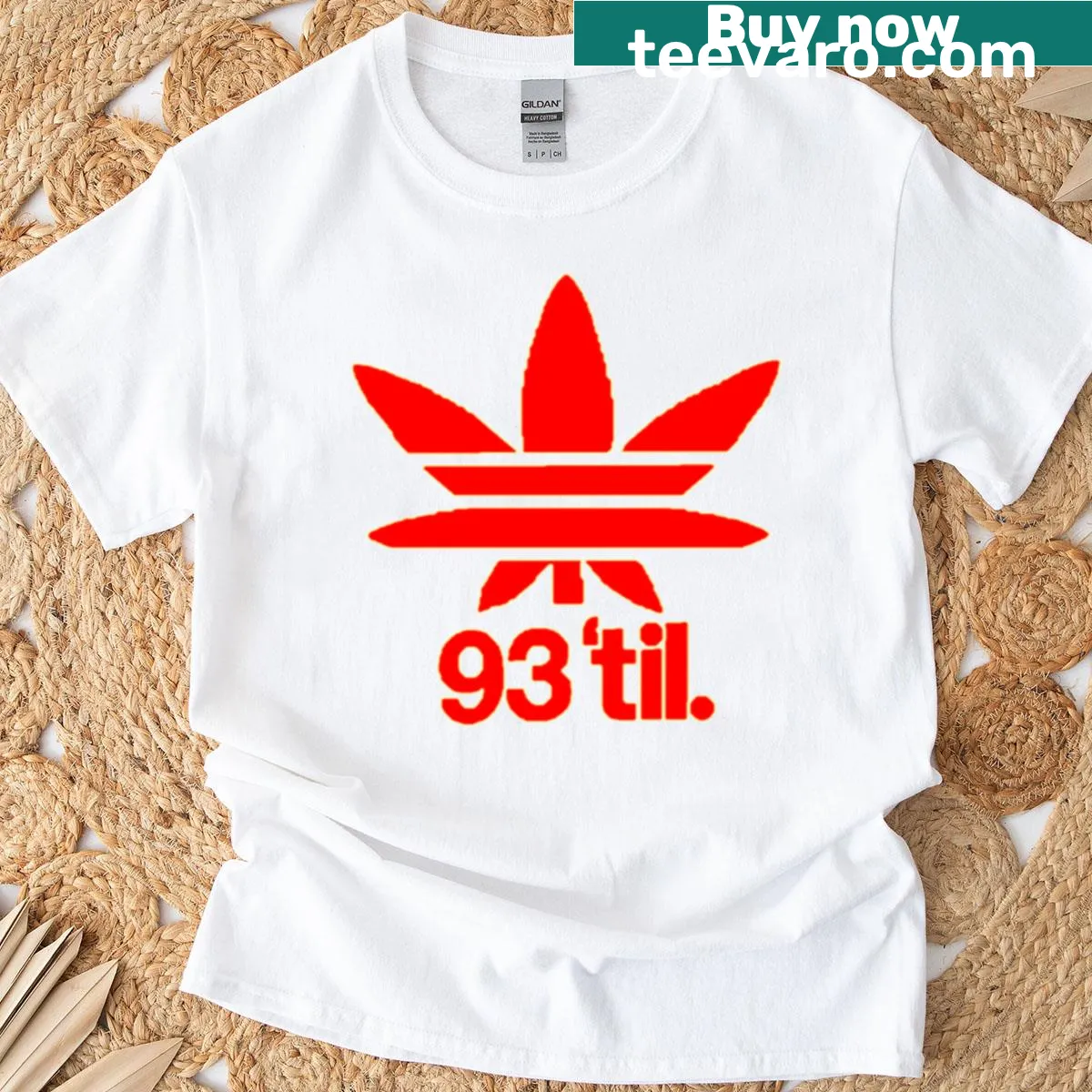 Vintage-style T-shirt with '93 Til' typography design — on a men's t-shirt
