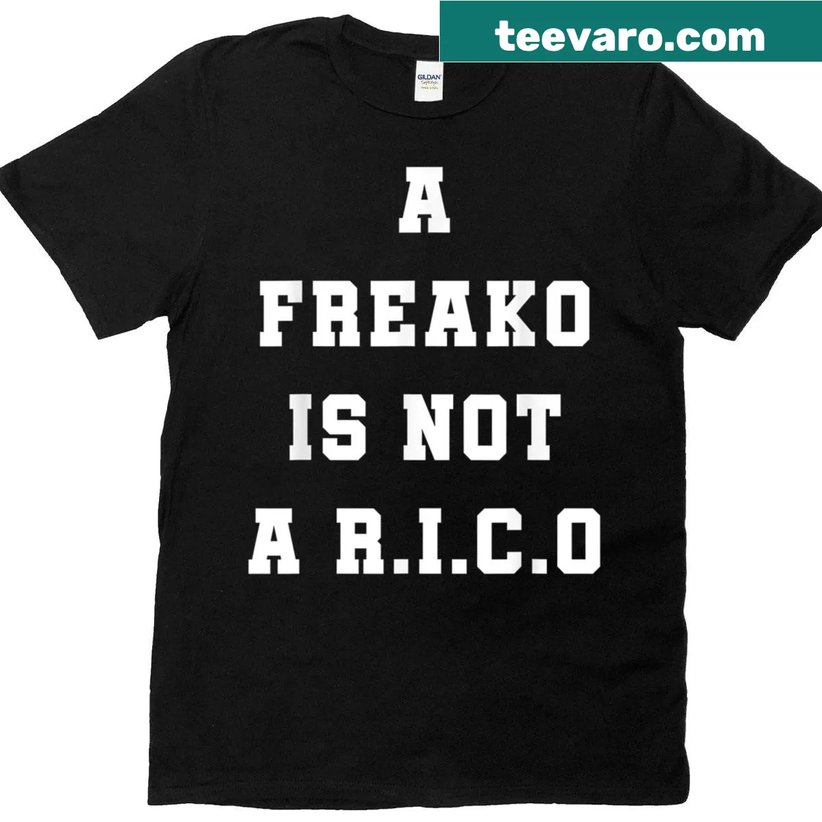 Sarcastic party lover meme T-shirt with A Freako Is Not A Rico text — on a men's t-shirt
