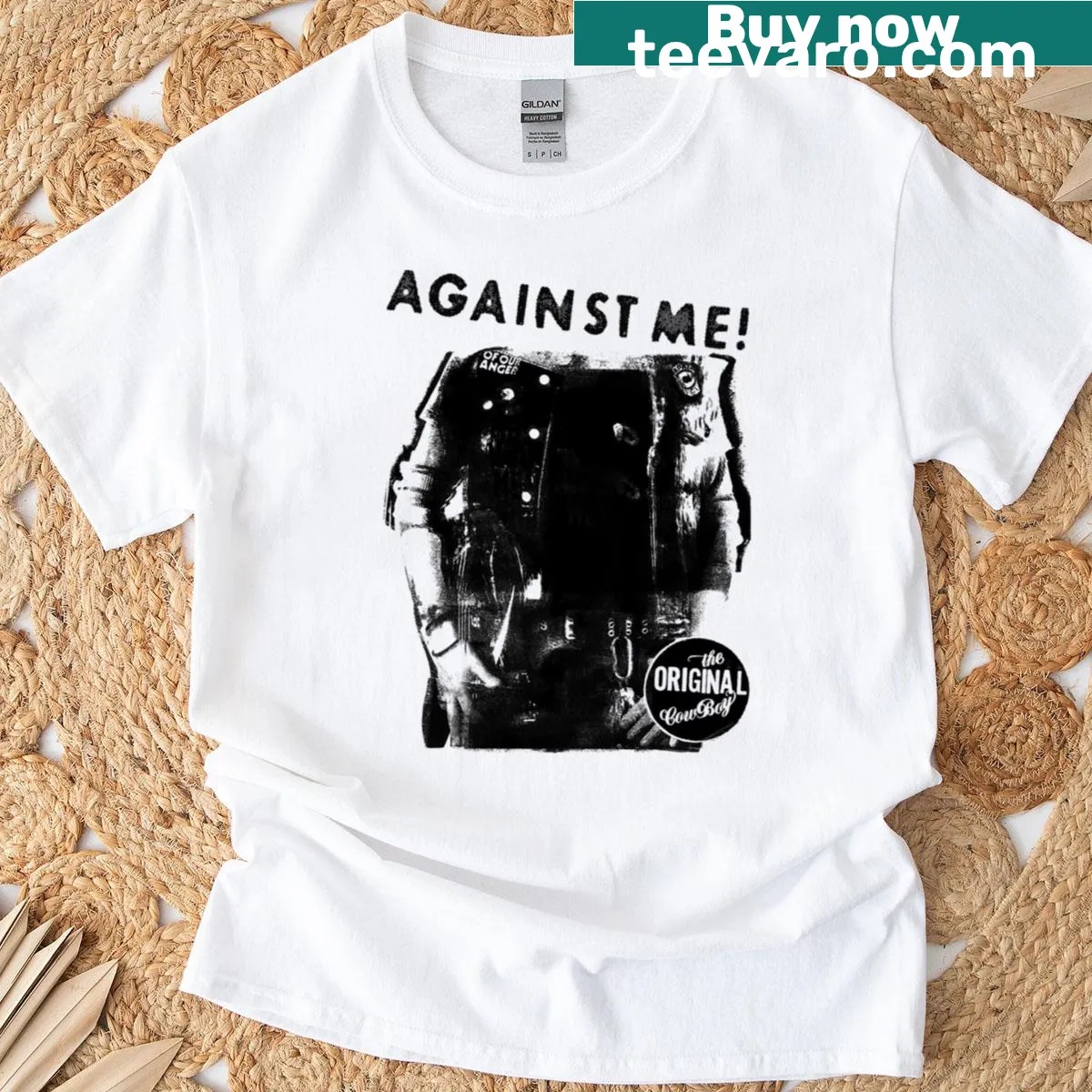 Vintage-inspired T-shirt featuring Against Me! tour graphic — on a men's t-shirt