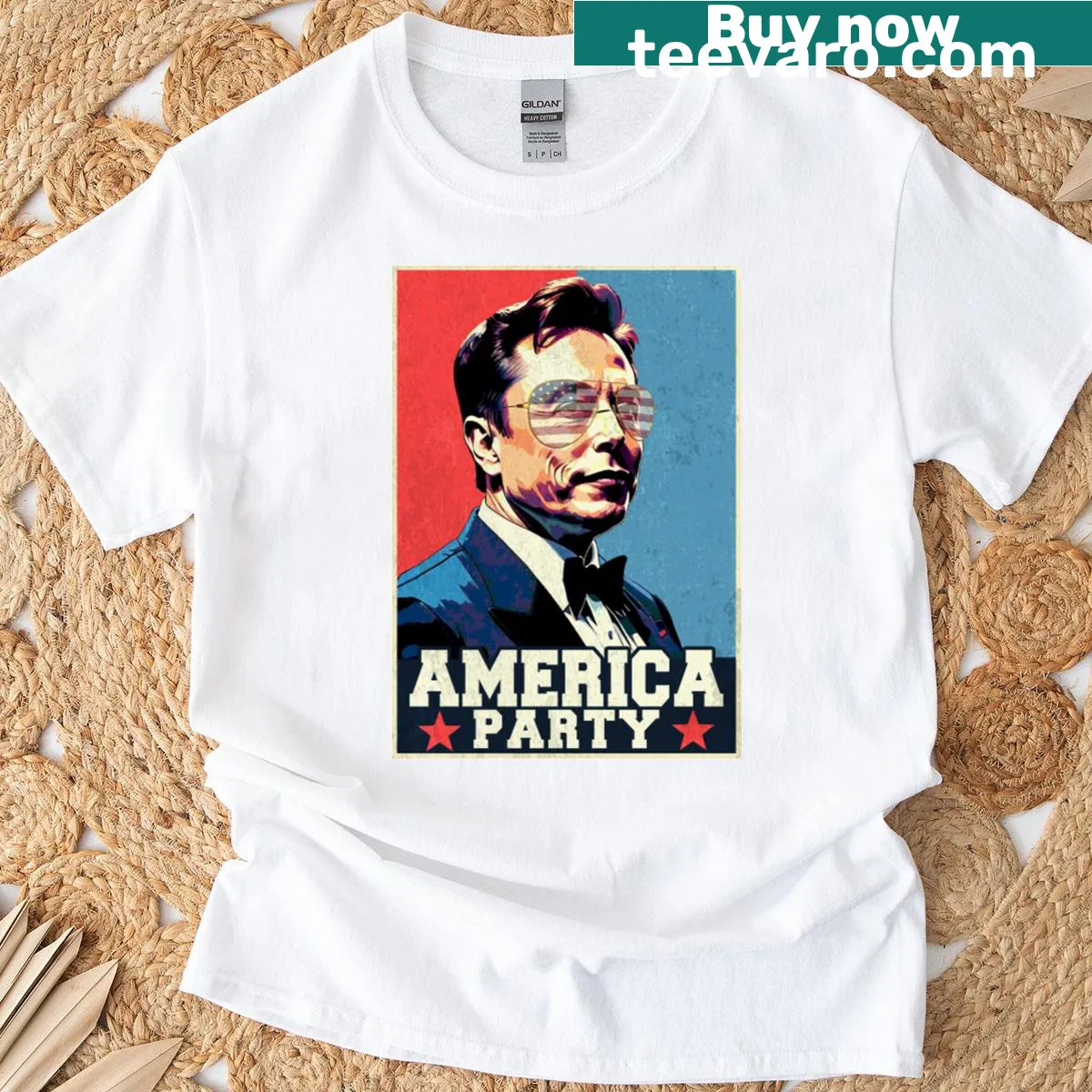 Vintage T-shirt celebrating America and Elon Musk — on a men's t-shirt