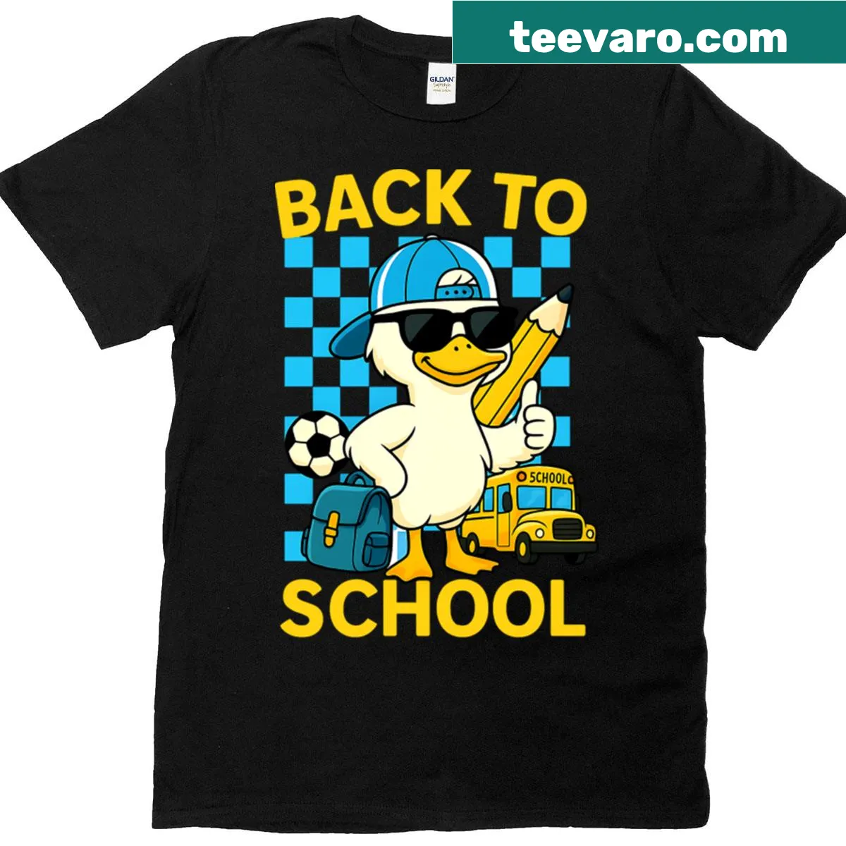 Goose teacher graphic on back-to-school T-shirt for boys — on a men's t-shirt